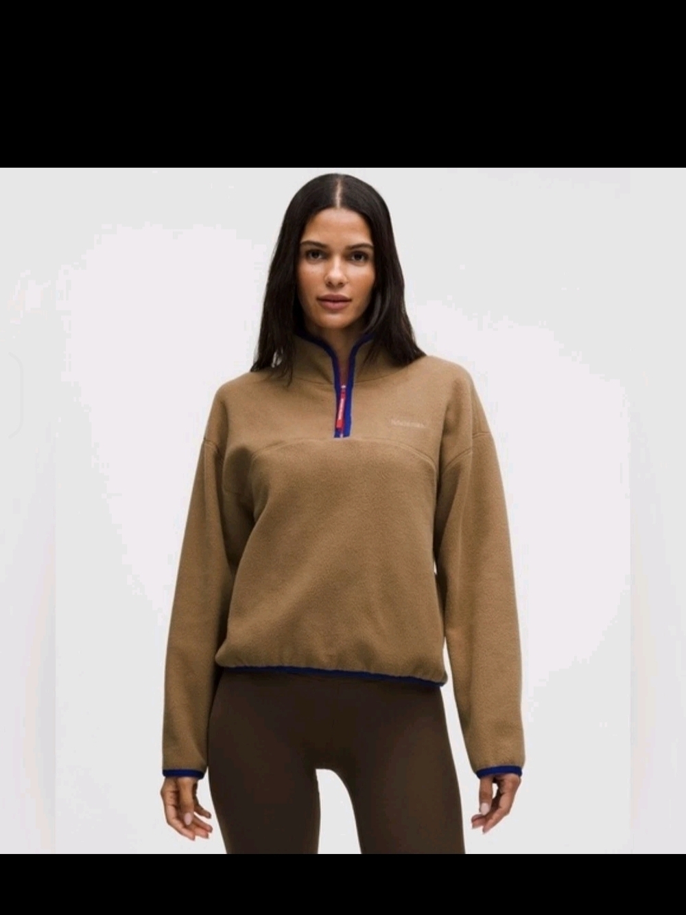 Lululemon Tumbled Fleece Half-Zip Jacket Brown Blue Red Women's Relaxed - XS